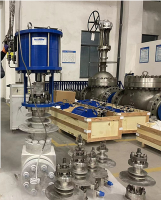 একক বায়ুসংক্রান্ত রৈখিক actuator রৈখিক বায়ুসংক্রান্ত actuator স্প্রিং রিটার্ন 200KN সঙ্গে Cryogenic গ্লোব ভালভ